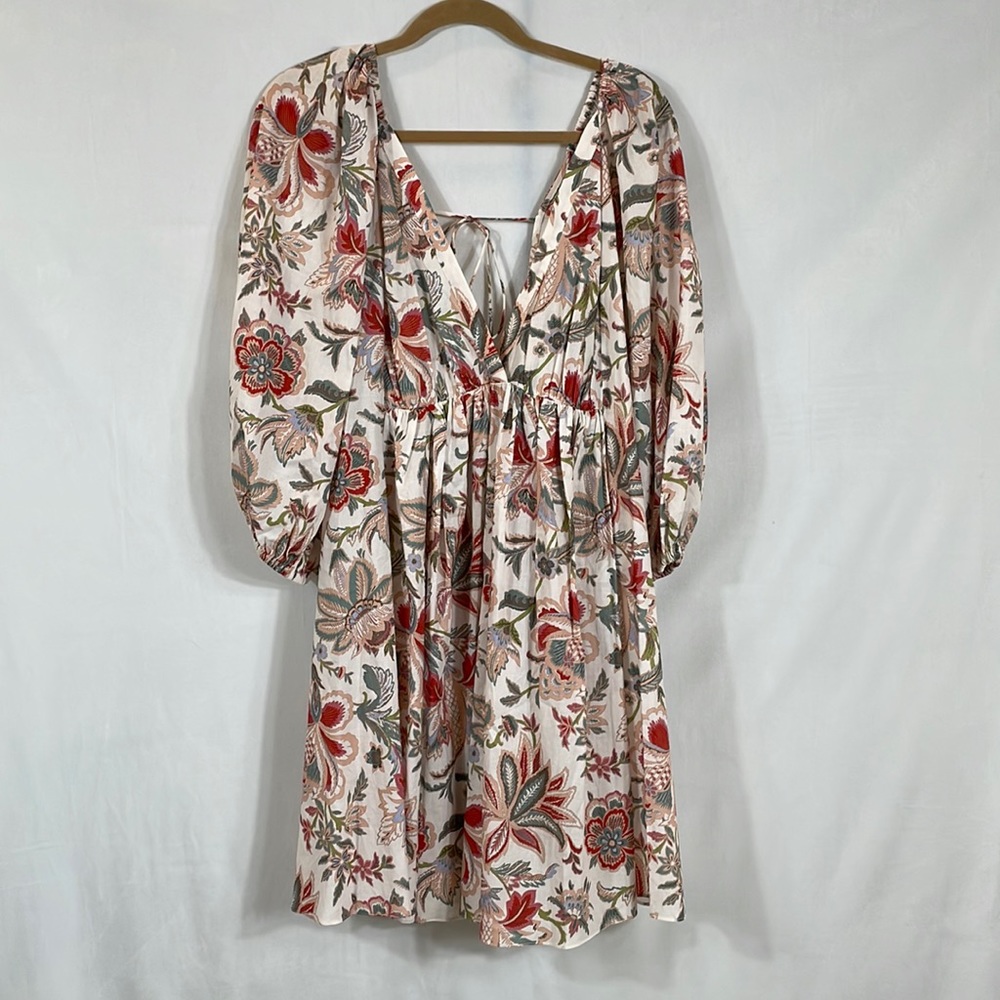 MANGO X CHUFY Dress Size L 8 Floral Cotton Boho Dress EUC